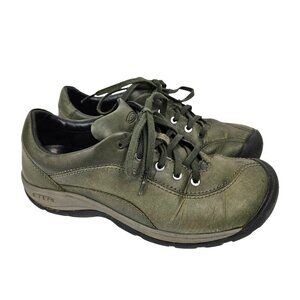 Keen Presidio Olive Green Leather Lace Up Oxford Hiking Shoe 1021912